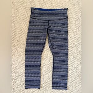 lululemon athletica Blue Striped crop Leggings